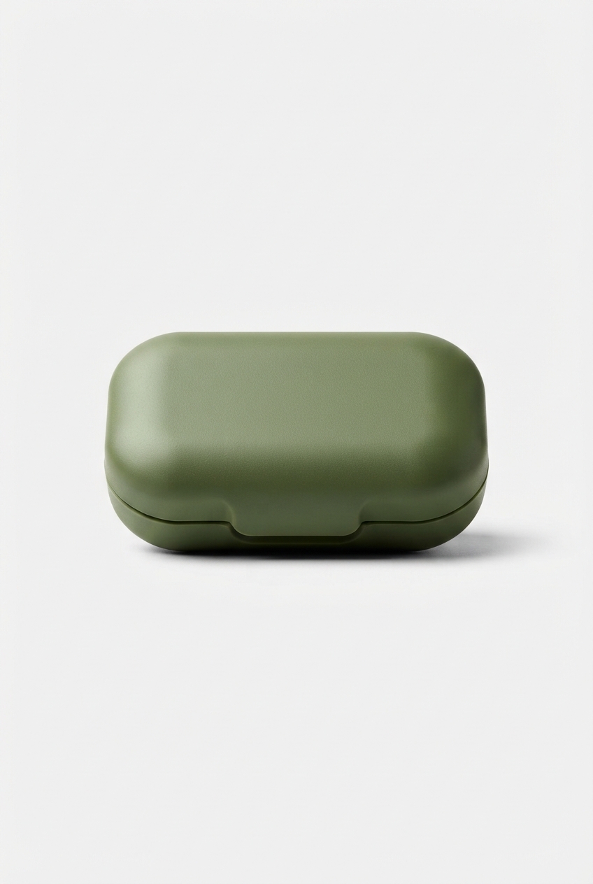 Olive green contact lenses in sleek case