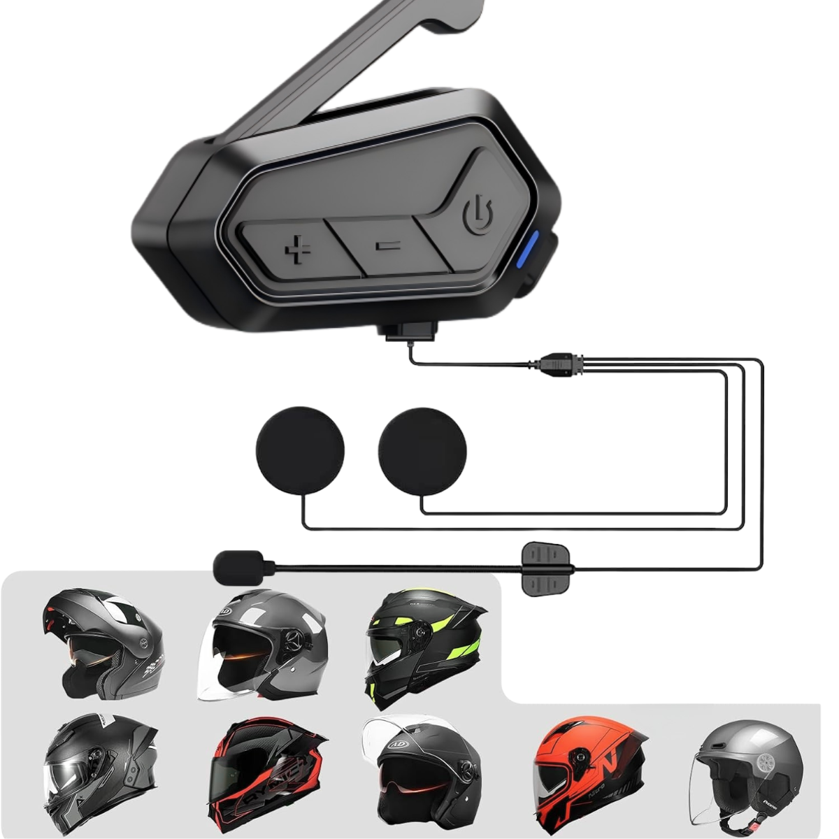 V1 Motorcycle Bluetooth Helmet Headset with 24-Rider Intercom | Group Mesh Communication 1piece in pack