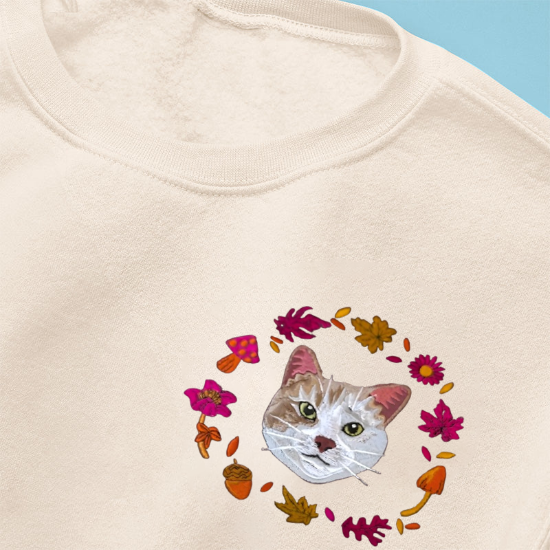 Personalized Pet Wreath Portrait Embroidered Sweatshirt
