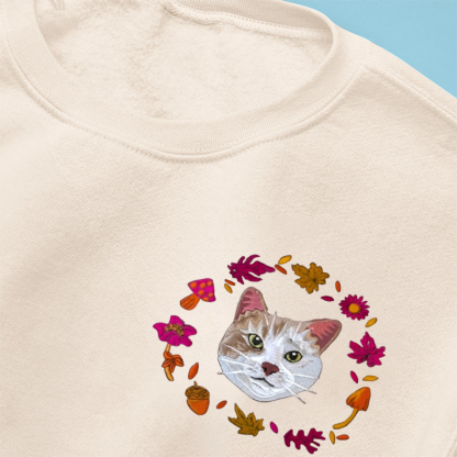 Personalized Pet Wreath Portrait Embroidered Sweatshirt