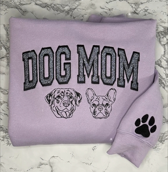 DOG MOM Glitter HOODED Sweatshirt
