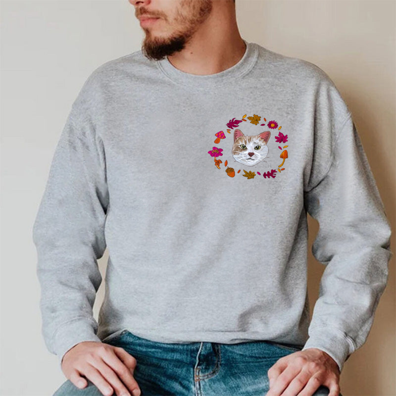 Personalized Pet Wreath Portrait Embroidered Sweatshirt
