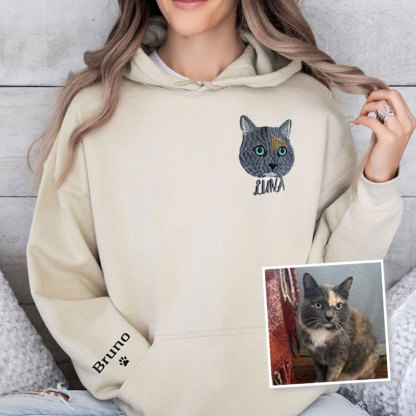 Custom Embroidered Pet Sweatshirt, Personalized with Your Pet’s Photo Embroidery Hoodie