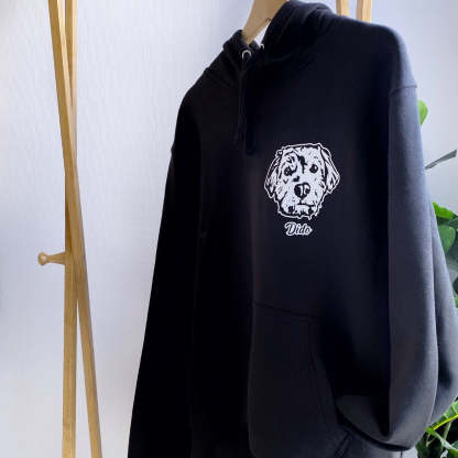 Printed Dog and Cat Face Hoodie (Unisex) - Black