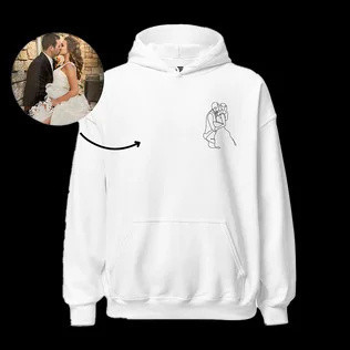Custom Pet Photo Outline Embroidered Hoodie Crewneck T-shirt