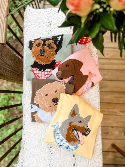 Spring Bandana Dogs Embroidered T's N' Pullovers RTS!