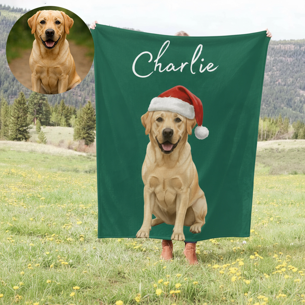 Custom Christmas Pet Portrait Blanket: Warm and Cozy Moments Together