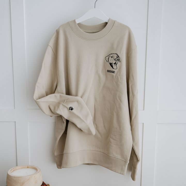 Embroidered Custom Pet Portrait Outline Organic Sweatshirt