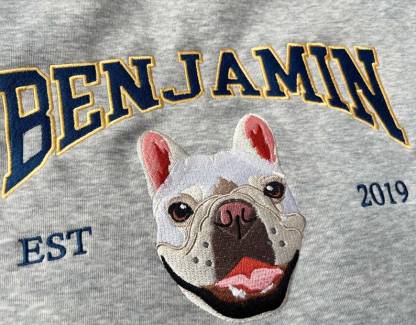 Custom Embroidered Sweatshirt With Pet Portrait and Name