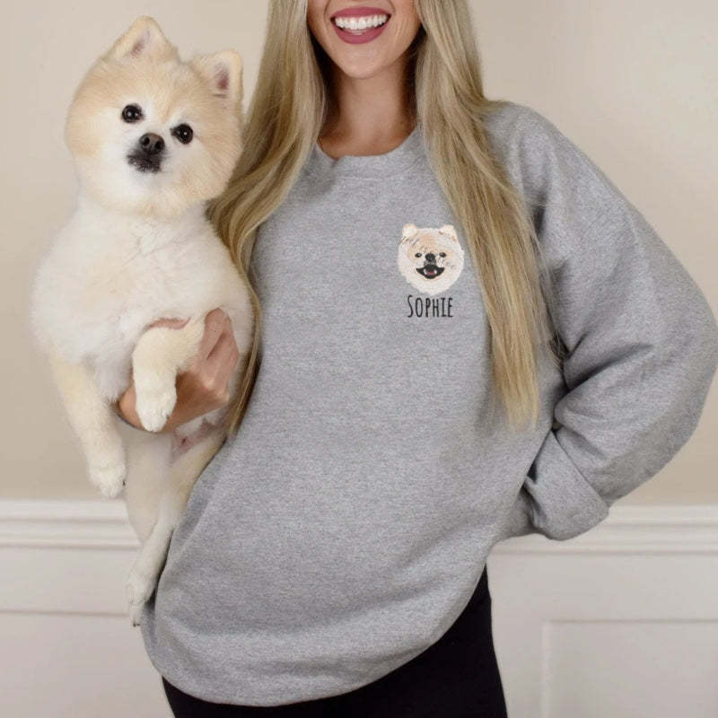 Personalized Pet Wreath Portrait Embroidered Sweatshirt