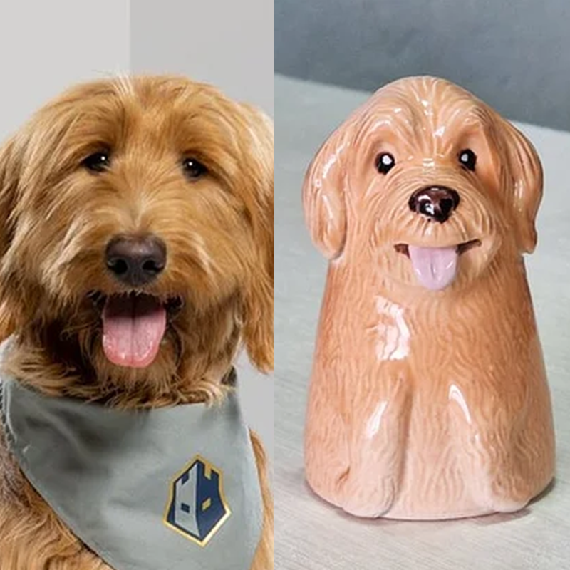 Custom Pet Portrait, Personalized Cookie Jar with Lid, Ceramic Portrait from Photo Figurine, Art Cat Sculpture, Dog Mom Lover Gift, Pet Loss Gift