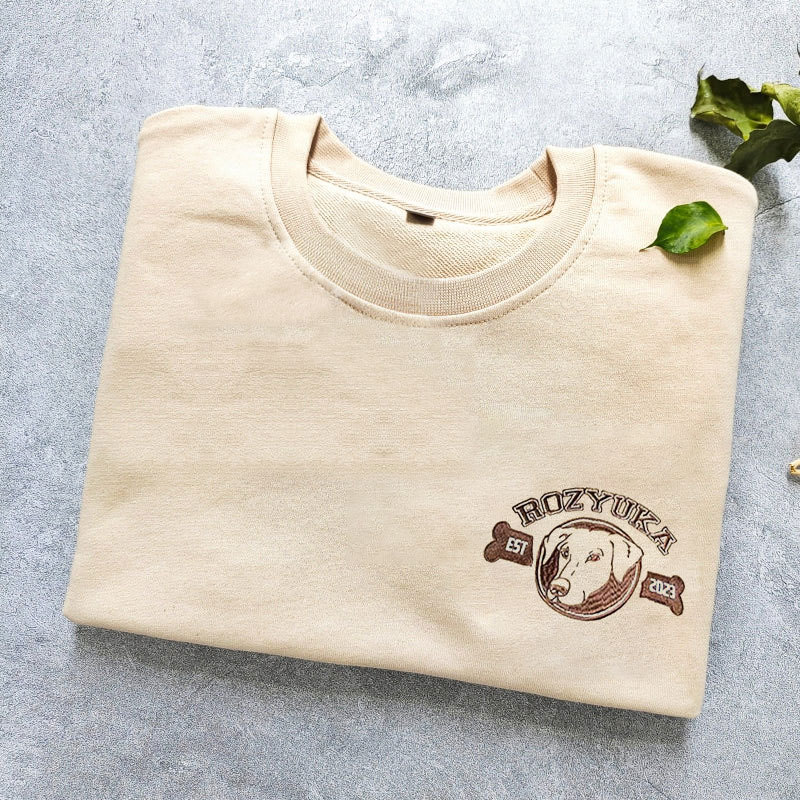 Embroidered Custom Pet with Name, Custom Pet Portrait T-shirt Hoodie Crewneck