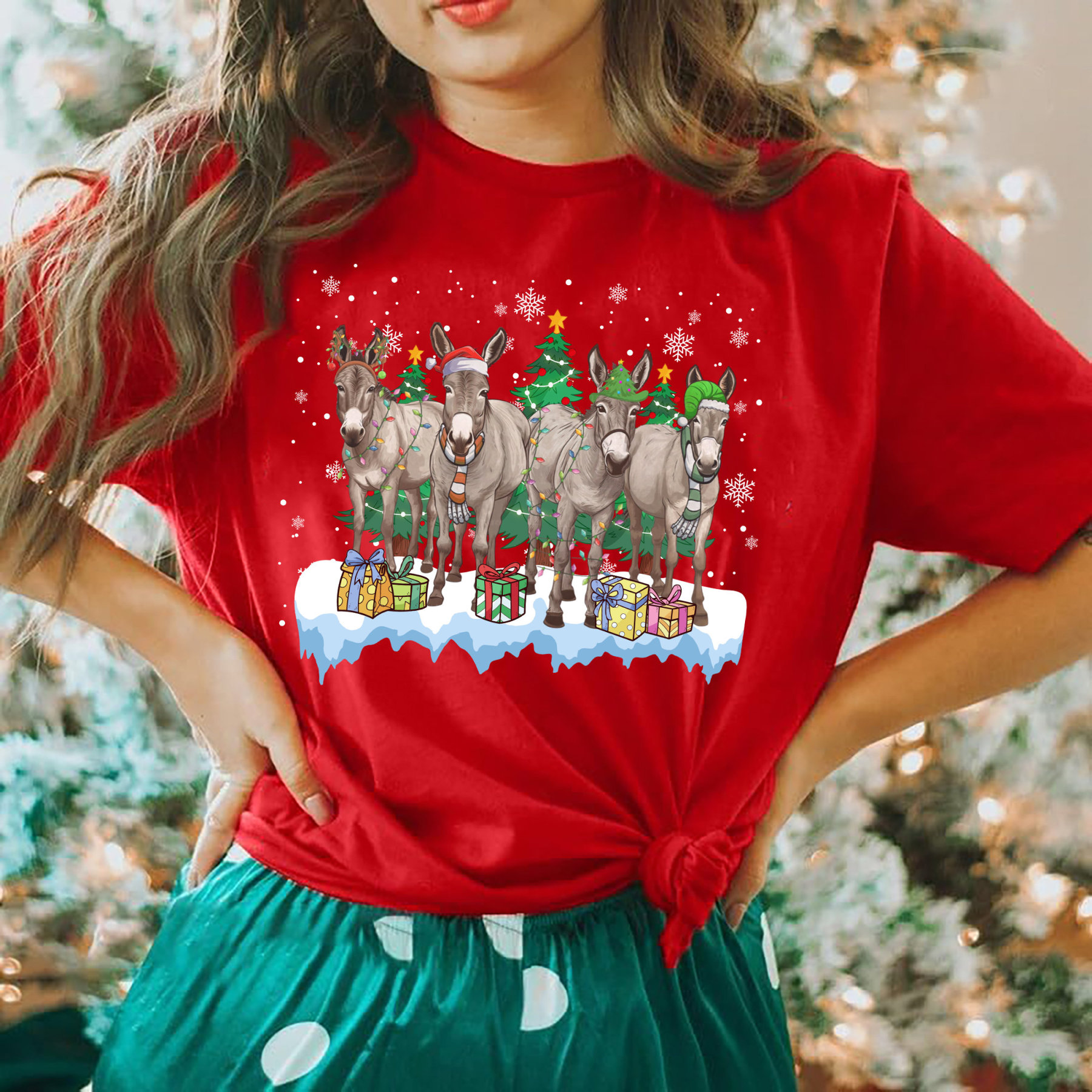 Christmas Donkey Sweatshirt, Farm Christmas Donkey Shirt, Donkey Lover Gift, Christmas Season Shirt, Christmas Gifts