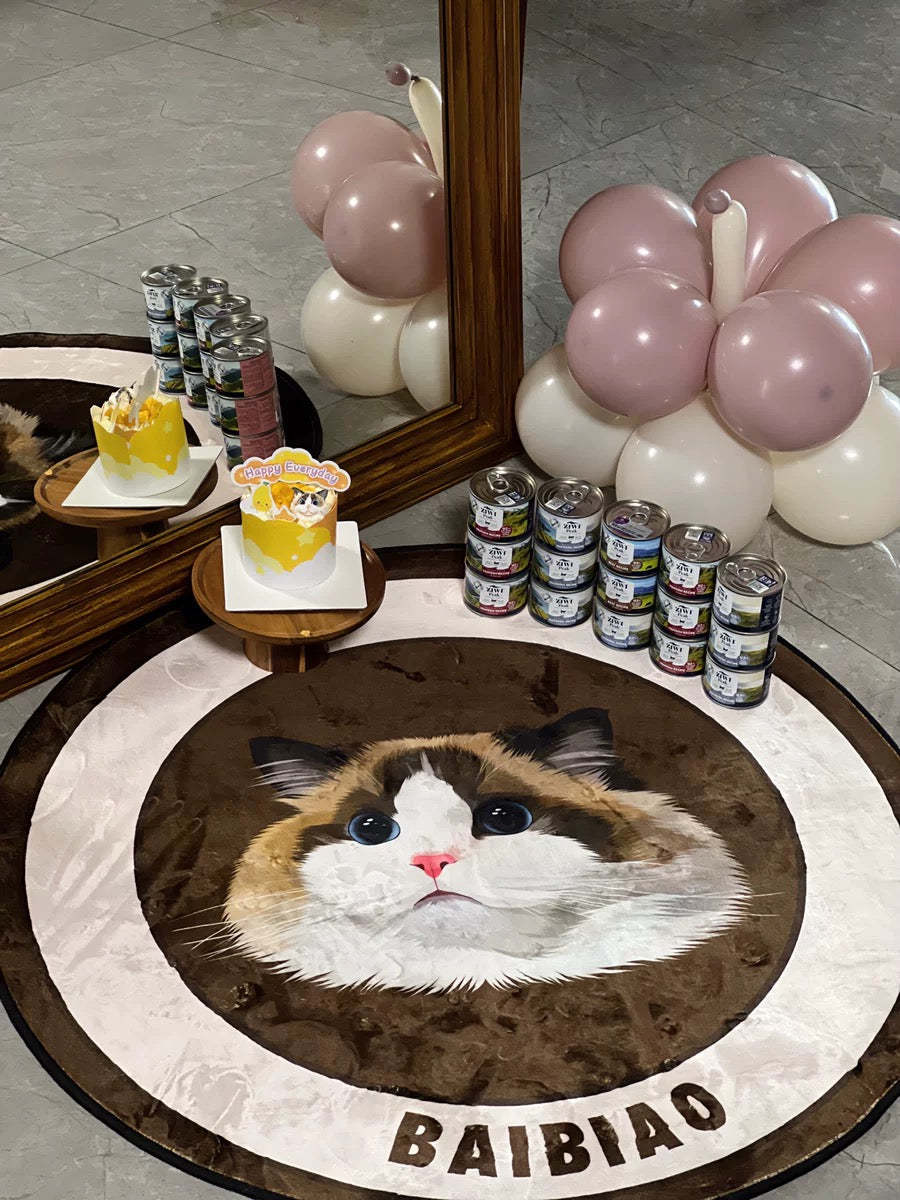 Custom Pet Portrait Rug – Pink-Themed