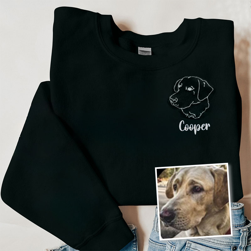 Custom Pet Embroidered Sweatshirt,Custom Dog Portrait,Embroidered Sweatshirt,Custom Pet Gifts