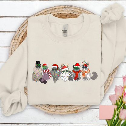 Funny Cats Christmas Sweatshirt - Meowy Christmas Shirt For Cat Lovers