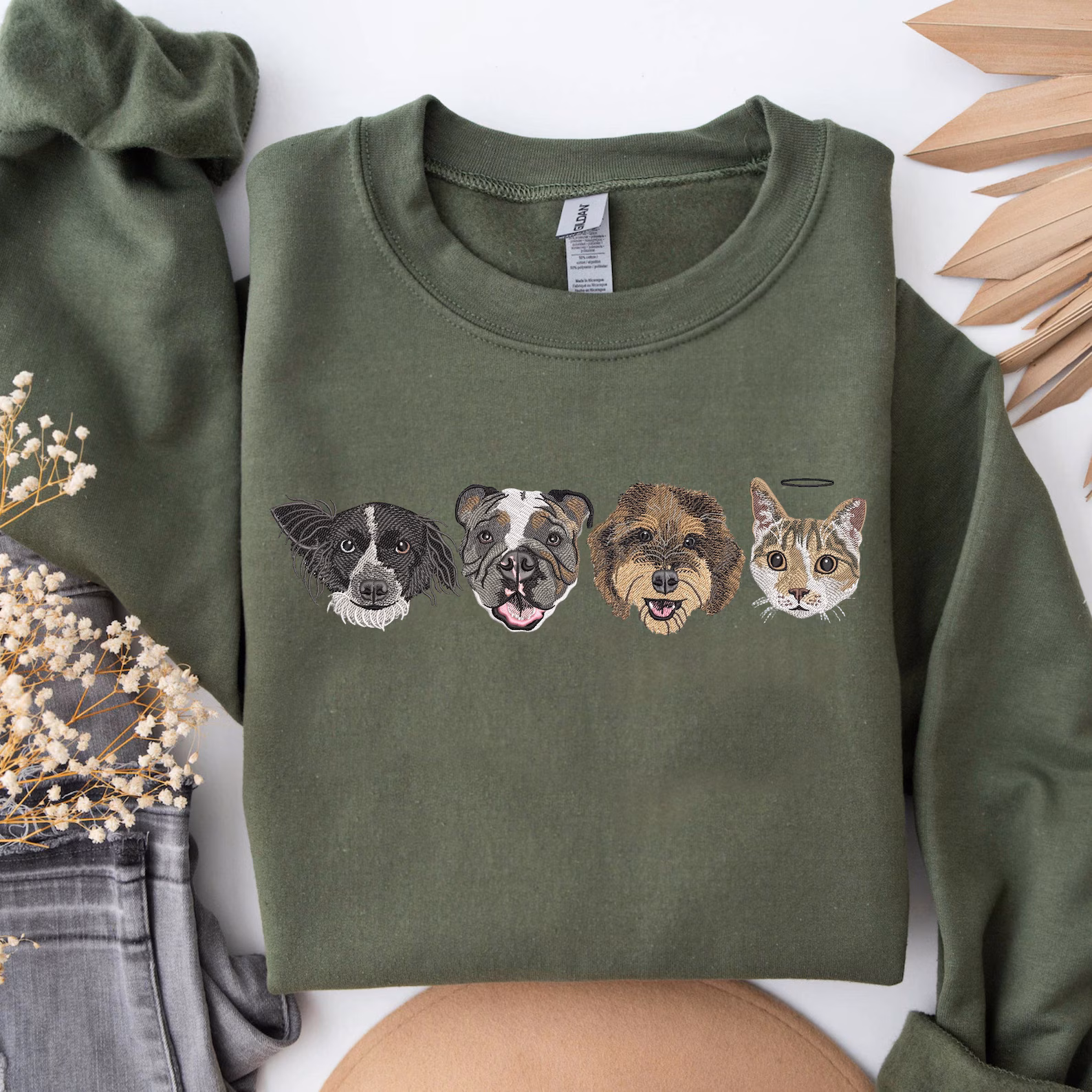 Custom Embroidered Pet Sweatshirt, Personalized with Your Pet’s Photo Embroidery Hoodie