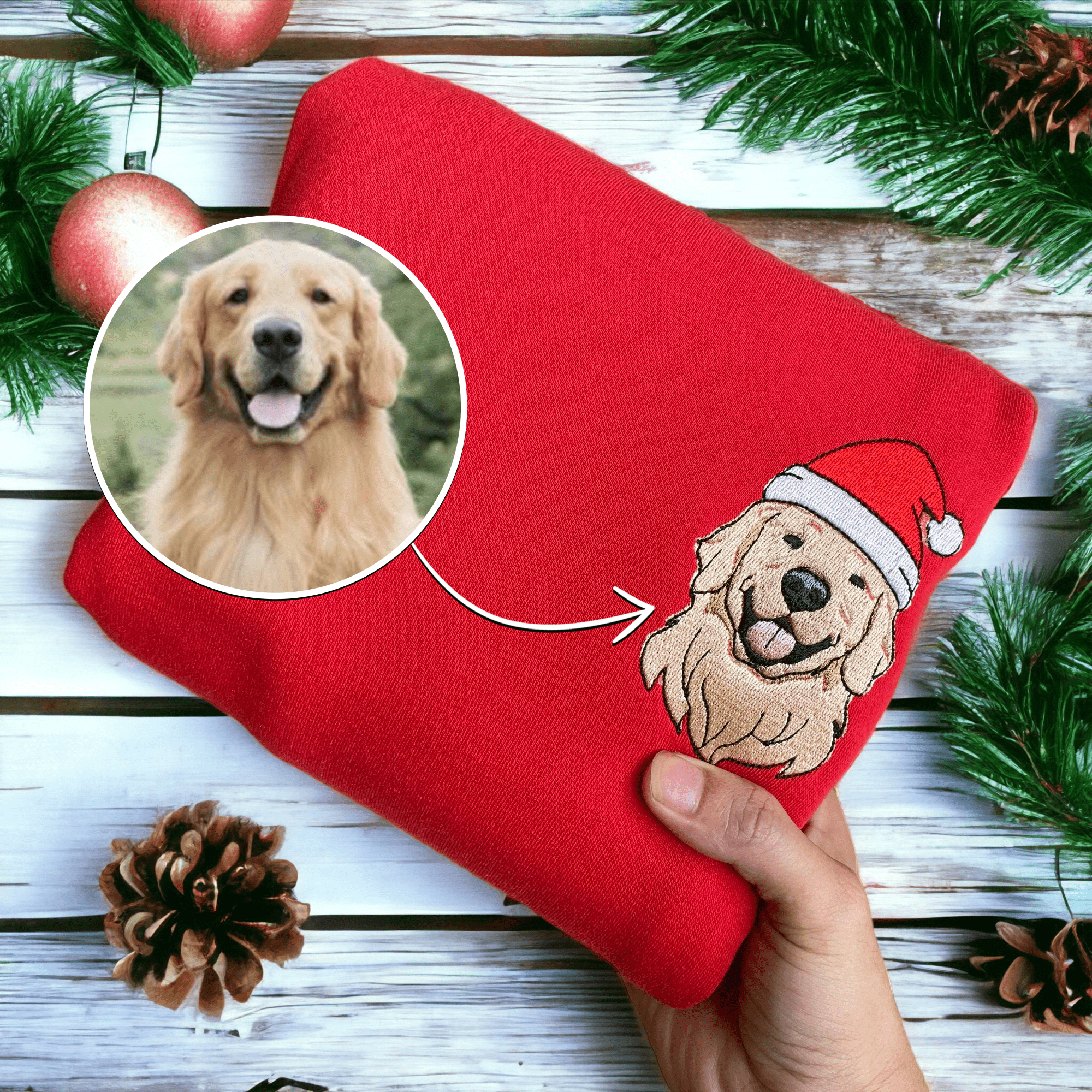 Dog Christmas Embroidered Sweatshirt,Christmas Gifts for Dog Lovers,Merry Dogmas