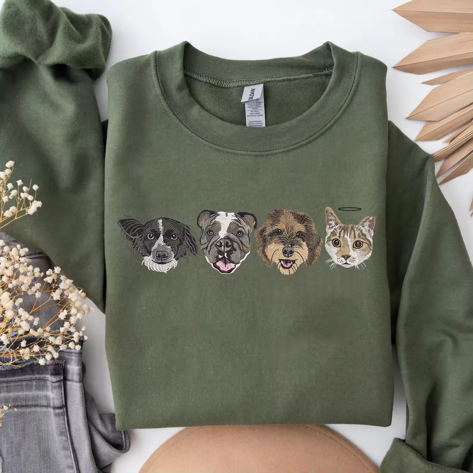 Custom Embroidered Pet Sweatshirt, Personalized with Your Pet’s Photo Embroidery Hoodie