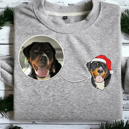 🎄🐾Embroidered Pet Portrait Christmas Jumper Sweatshirt