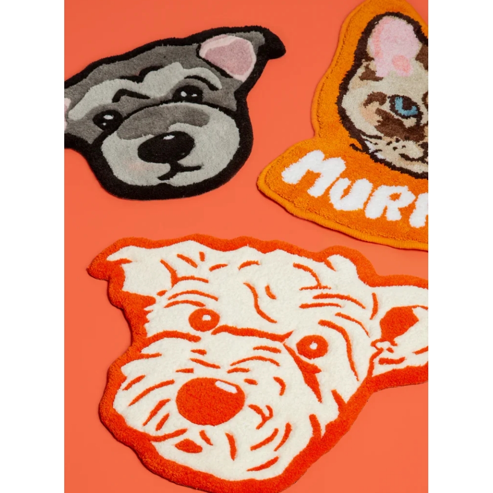 Custom Pet Tufted Rug with Name | Handcrafted Acrylic Yarn Pet Portrait Carpet | Personalized Pet Face Mat