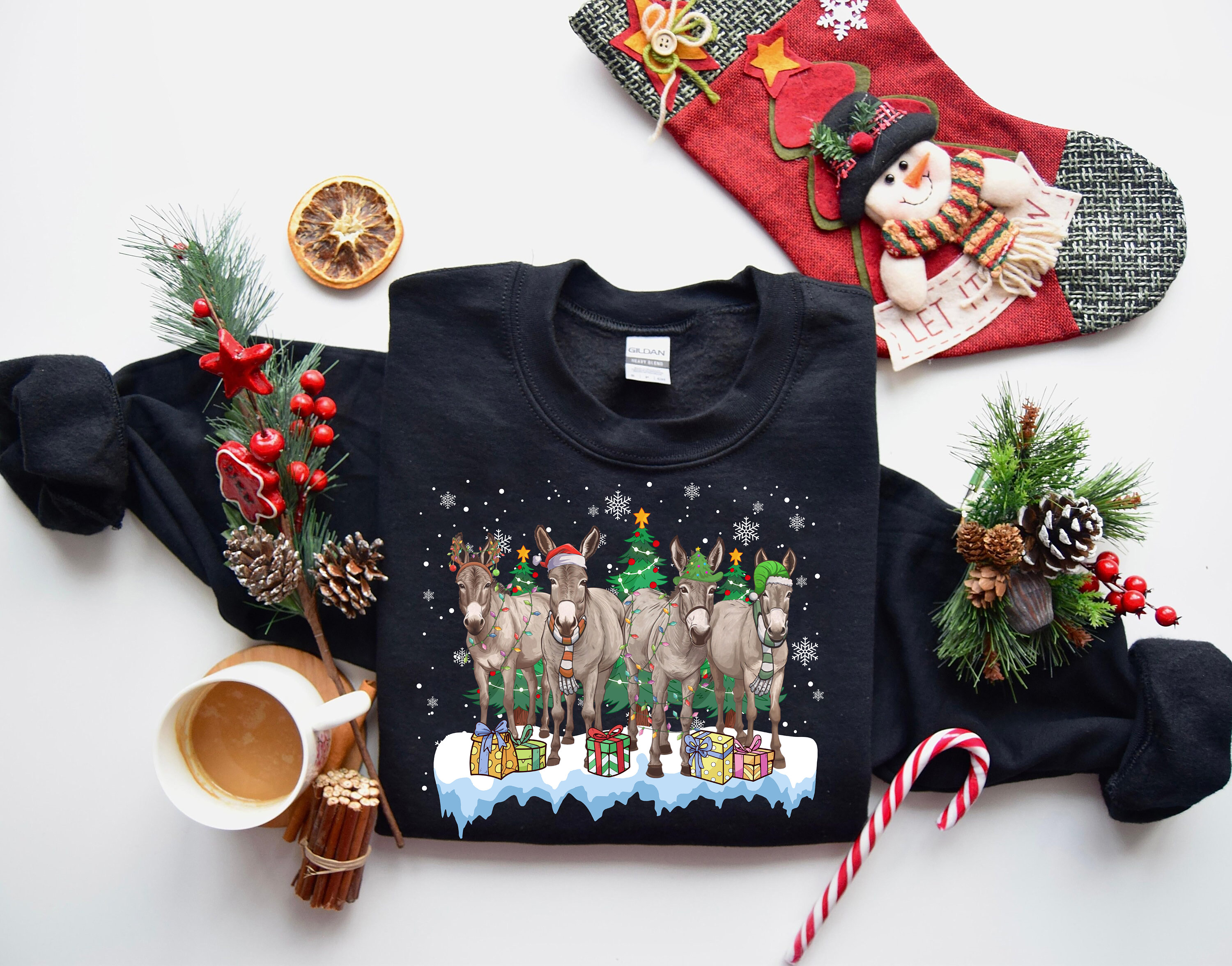 Christmas Donkey Sweatshirt, Farm Christmas Donkey Shirt, Donkey Lover Gift, Christmas Season Shirt, Christmas Gifts