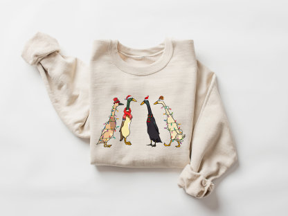 Christmas Runner Ducks Sweatshirt  Xmas Lights Shirt, Santa Ducks Merry Christmas Shirt