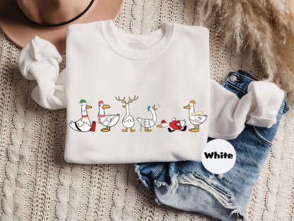 Ducks Christmas Sweatshirt- Santa Ducks Merry Christmas Funny Duck Christmas Outfit