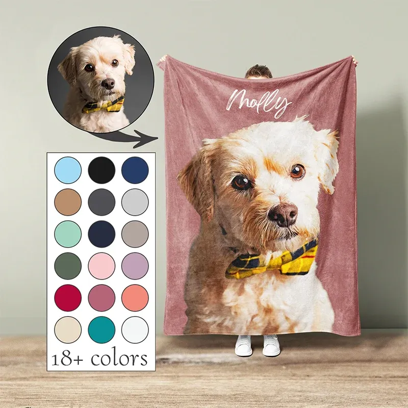 Custom Dog Face Blankets, Personalized Pet Photo Blanket, Fleece Dog Blankets