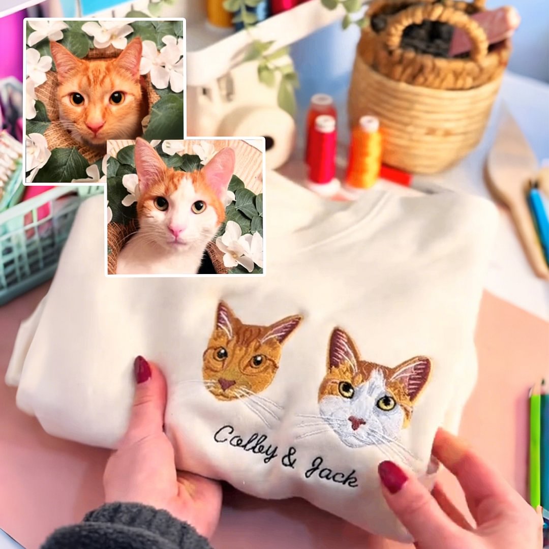 Personalized Pet Portrait Embroidered Sweatshirt