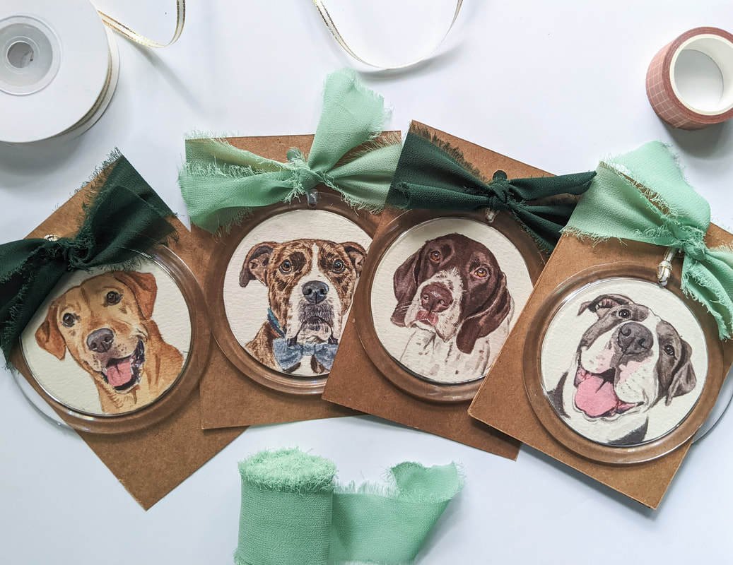 Custom watercolor painting pet ornaments