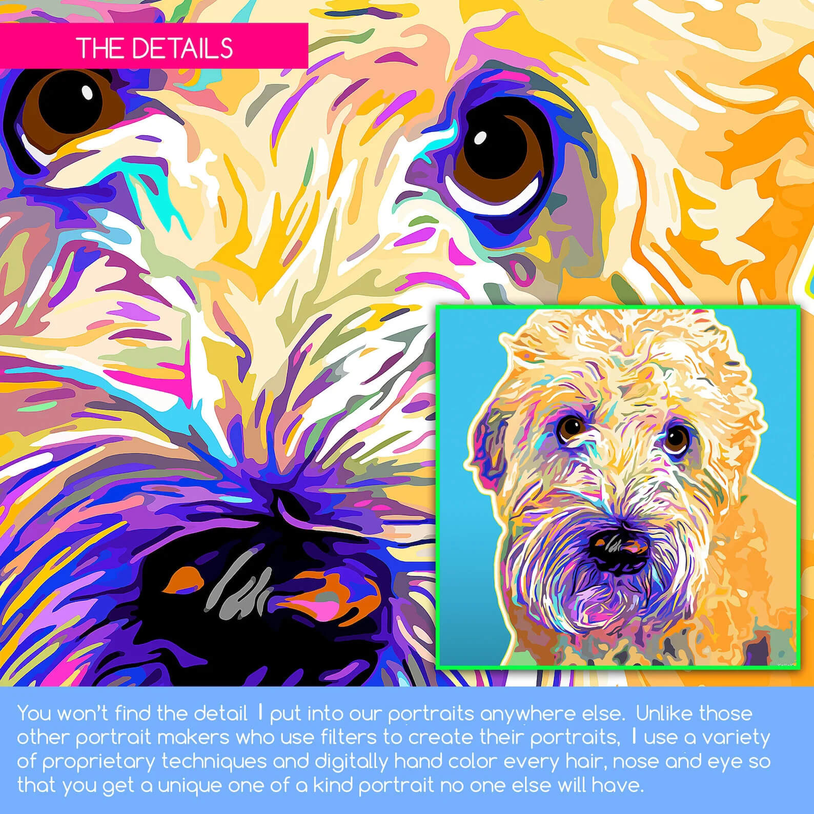 Custom Pet Portrait from Your Photo, Andy Warhol, Pop Art, Dog, Cat, Birthday, Memorial, Gift, One of a Kind