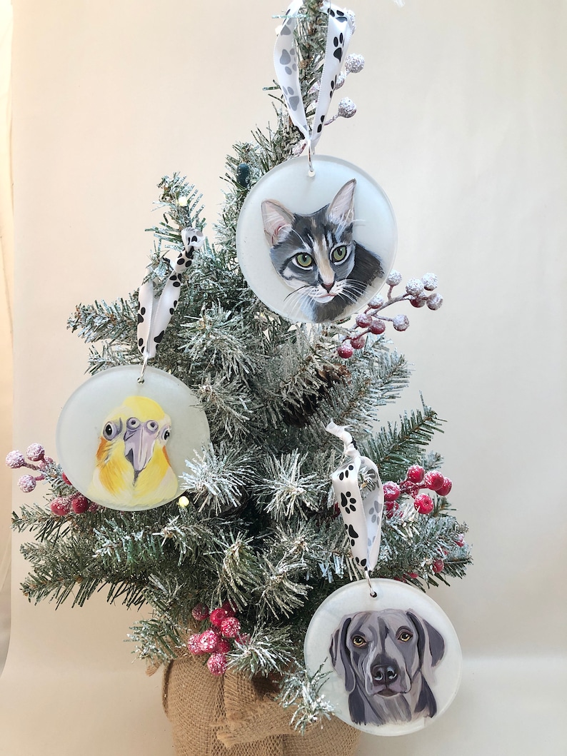 ORNAMENT Flat - with your pet's hand painted portrait (1/8" flat glass disk)