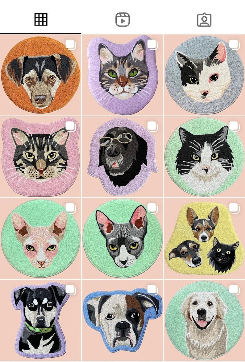 Custom Pet Portrait Rug - Personalized Cartoon Pet Rug Handmade Custom Pet Portrait Tufted Rug