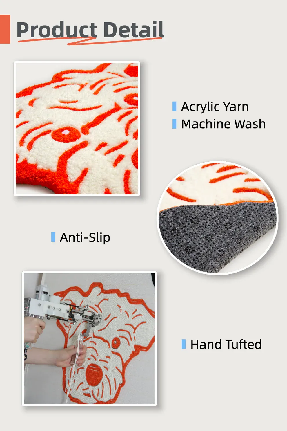 Custom Pet Tufted Rug with Name | Handcrafted Acrylic Yarn Pet Portrait Carpet | Personalized Pet Face Mat