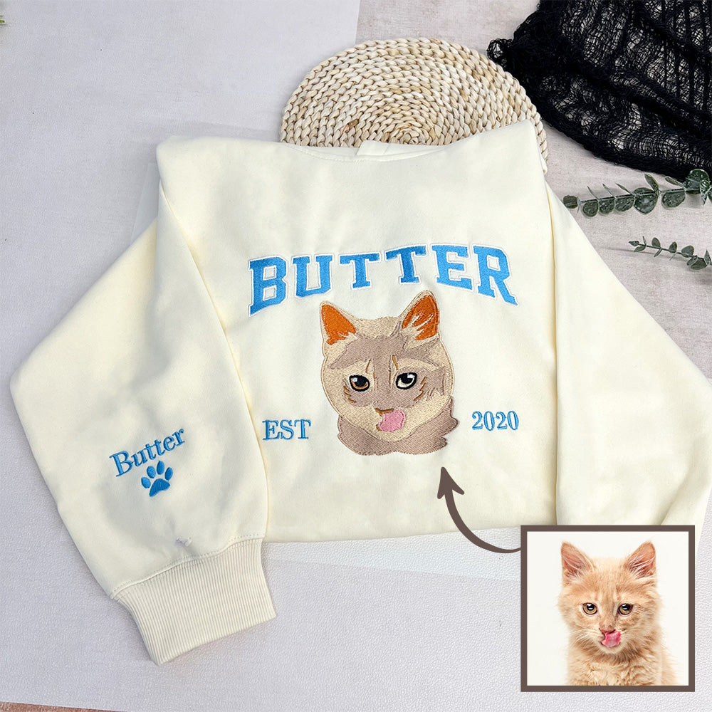 Custom Embroidered Hoodie/Sweatshirt With Pet Portrait