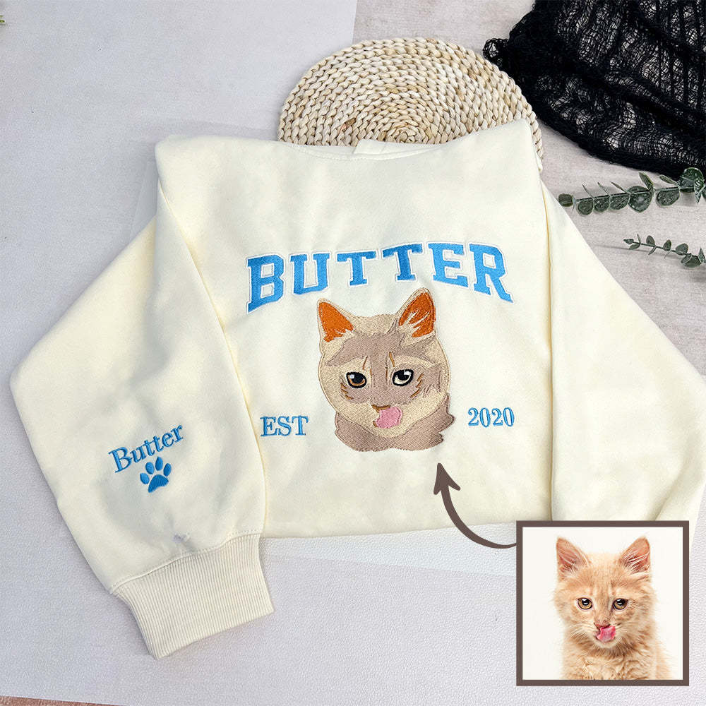 Custom Embroidered Hoodie/Sweatshirt With Pet Portrait