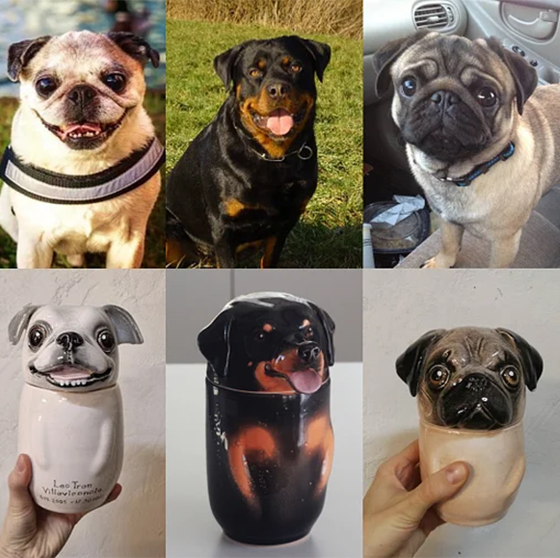 Custom Pet Portrait, Personalized Cookie Jar with Lid, Ceramic Portrait from Photo Figurine, Art Cat Sculpture, Dog Mom Lover Gift, Pet Loss Gift
