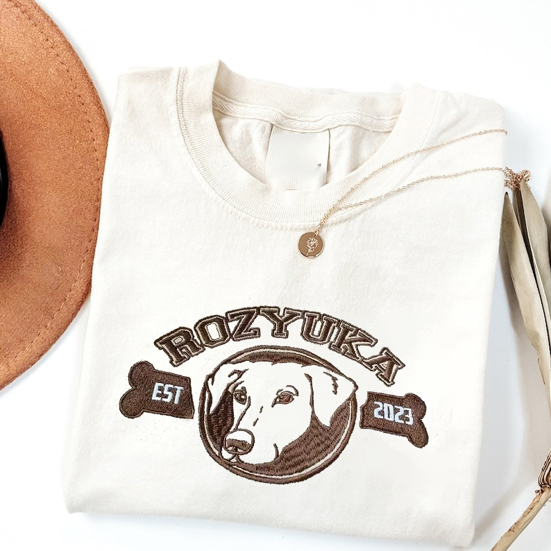 Embroidered Custom Pet with Name, Custom Pet Portrait T-shirt Hoodie Crewneck