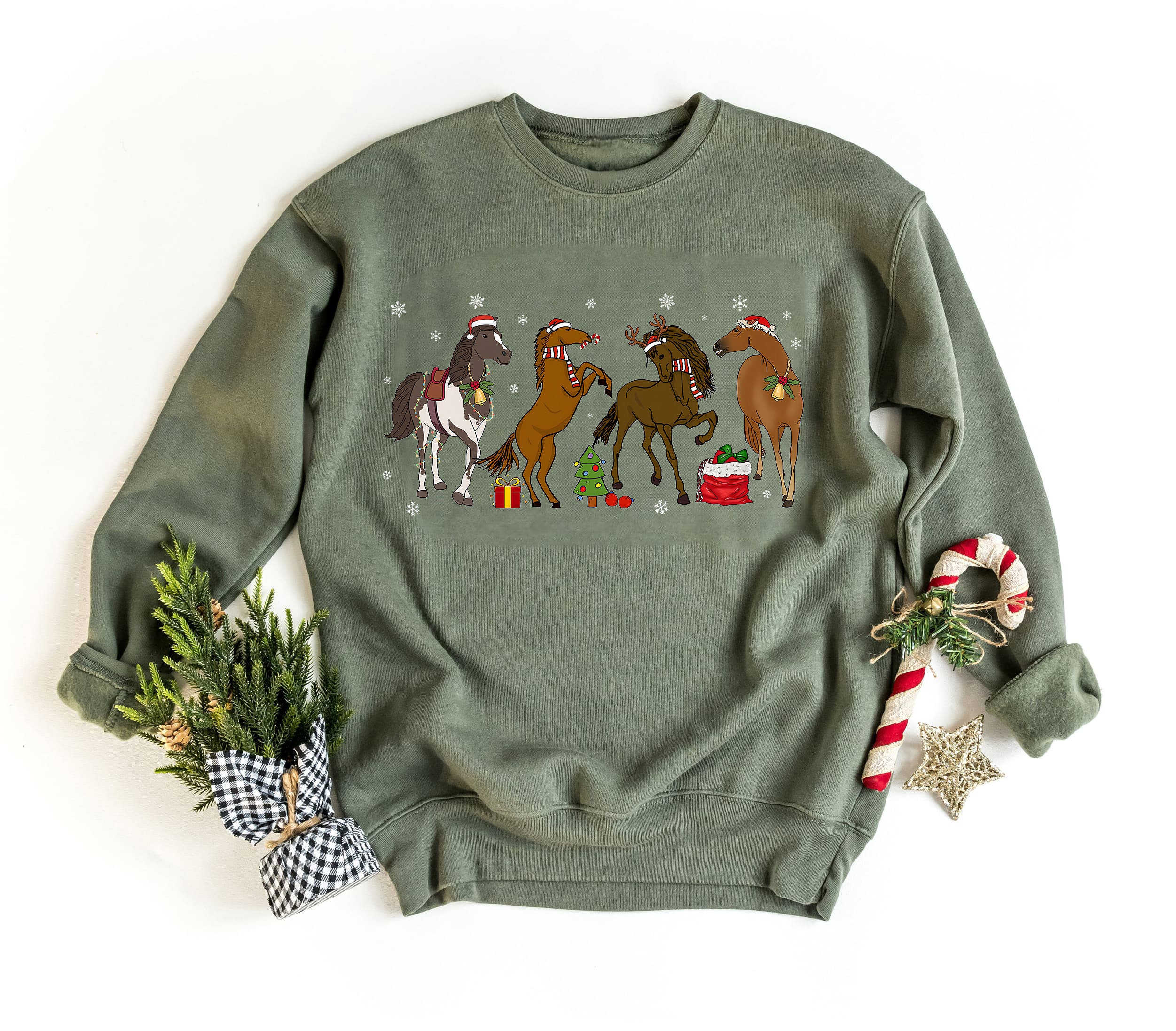 Christmas Horse Sweatshirt, Merry Horsemas Shirt, Christmas Farm Animals Shirt, Horse Lover Shirt