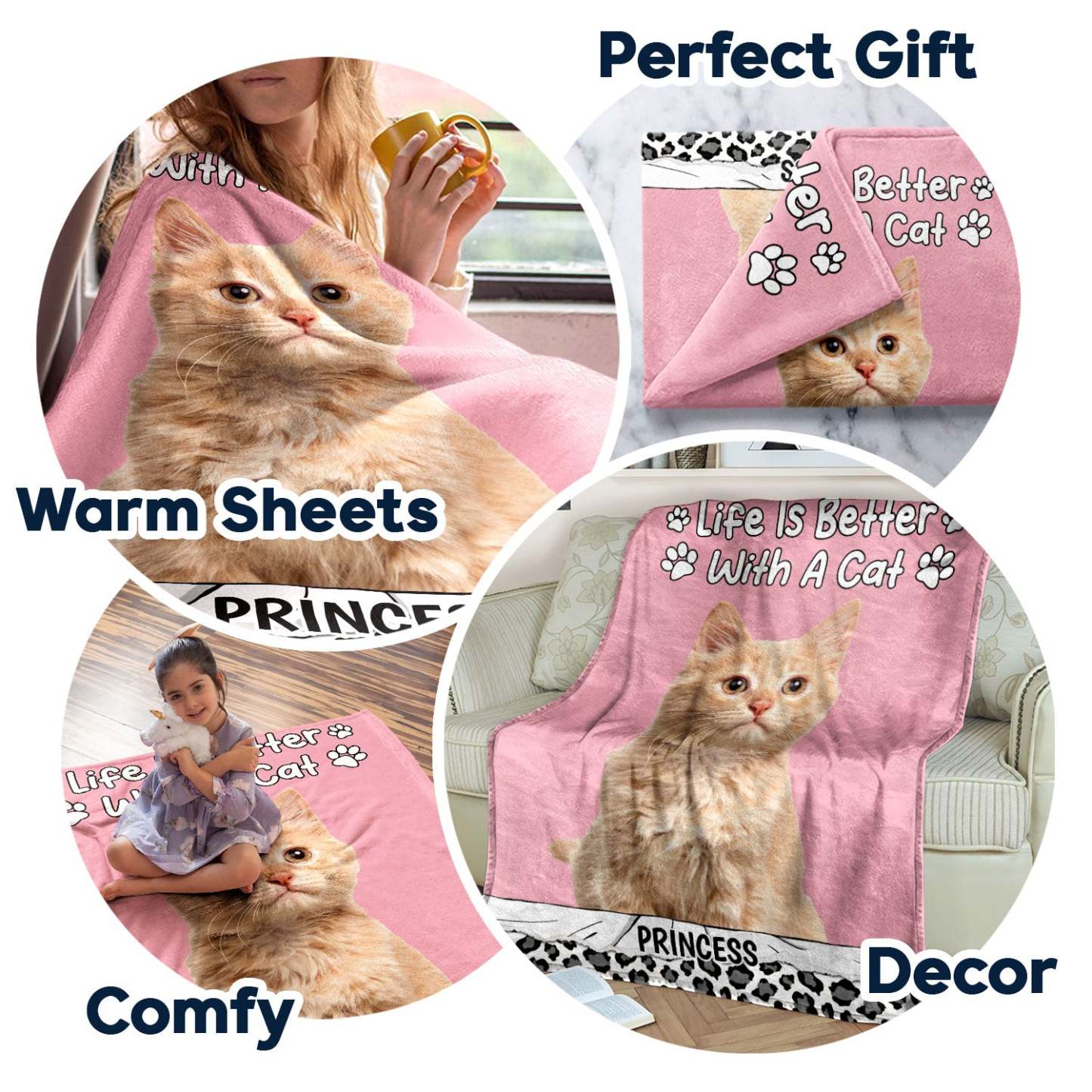Custom Photo Life Is Better With Dog Cat Personalized Fleece Blanket