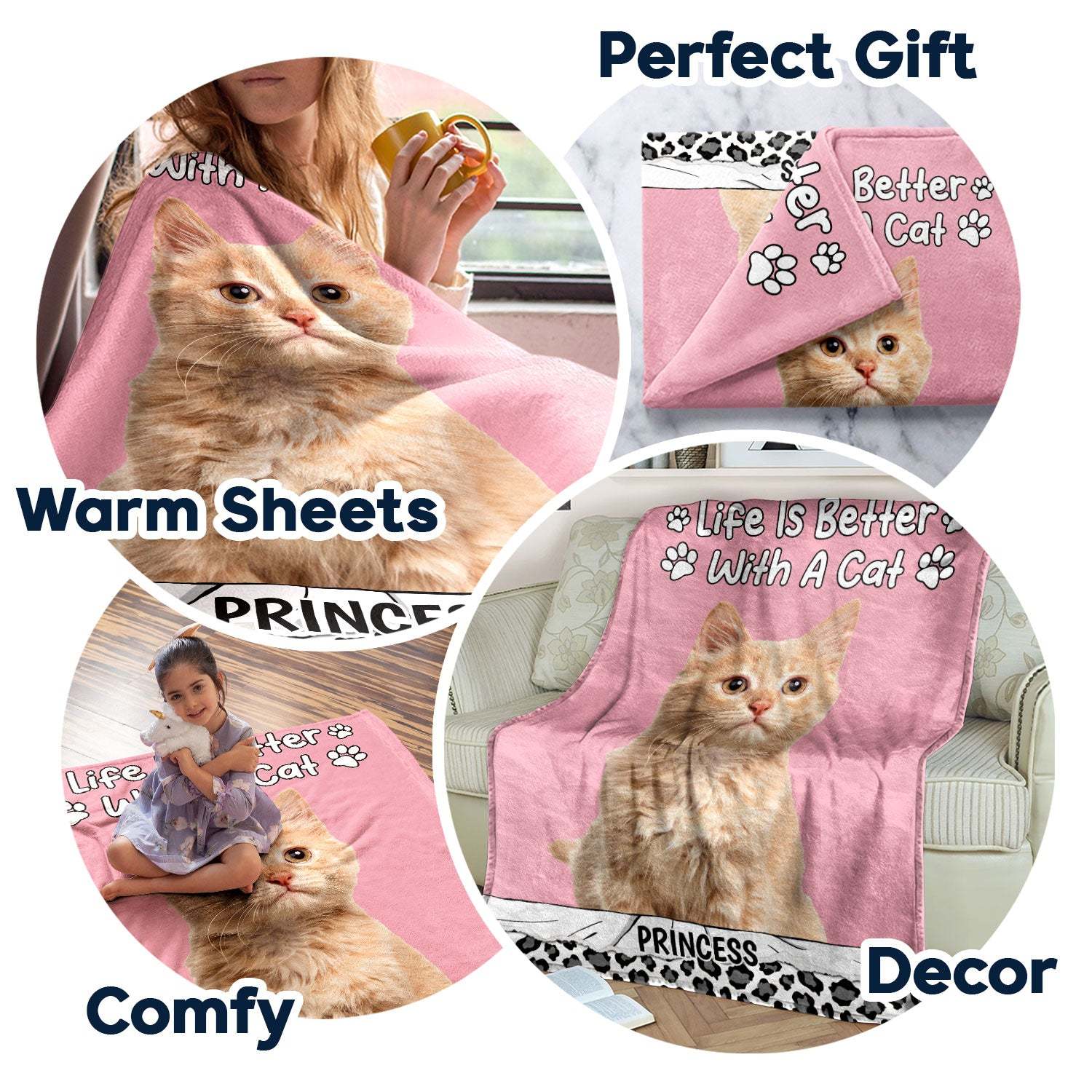 Custom Photo Life Is Better With Dog Cat Personalized Fleece Blanket