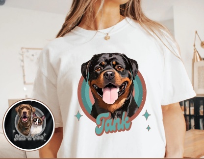 Vintage Retro Pet Shirt Pet Photo + Name Custom Dog Portrait Sweatshirt Hoodie T-shirt