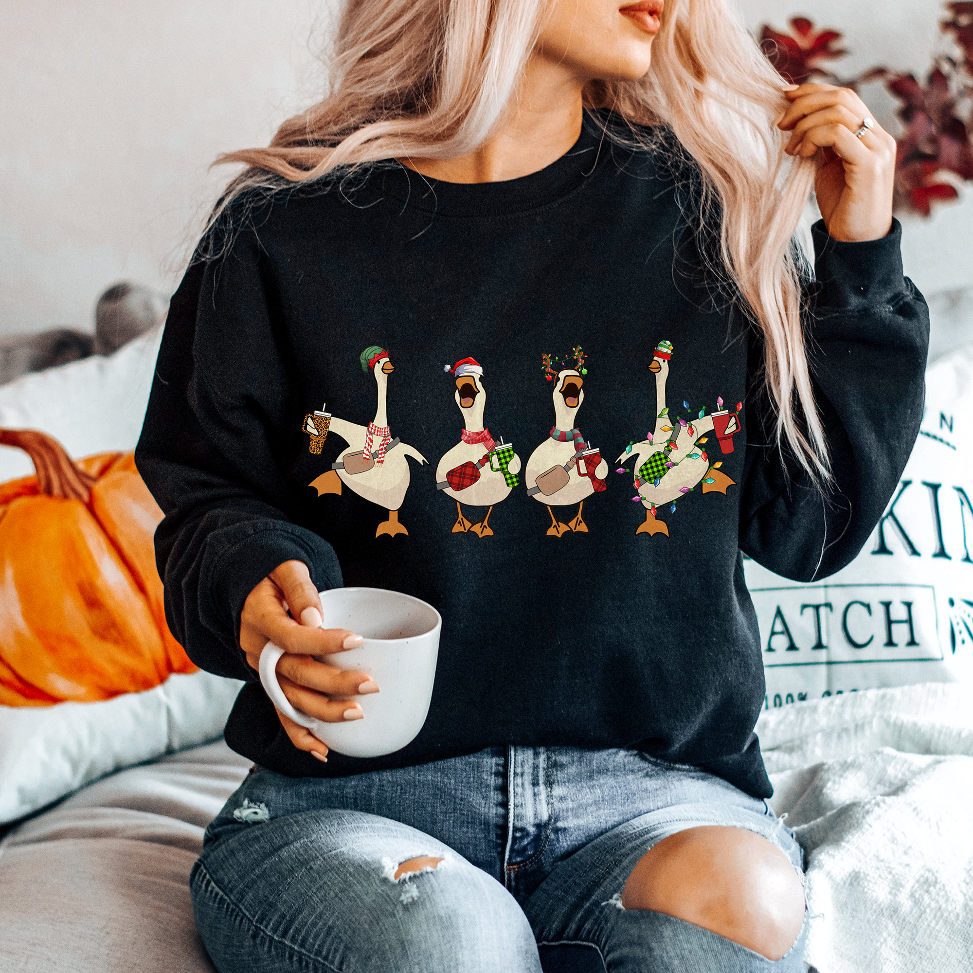 Duck Christmas Sweatshirt, Cute Duck Christmas Hoodie, Christmas Farm Animal Shirt, Duck Lover Christmas Gift