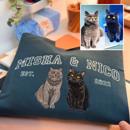 Custom Embroidered Sweatshirt with Dog Face Varsity from Photo, Gift for Pet Lovers