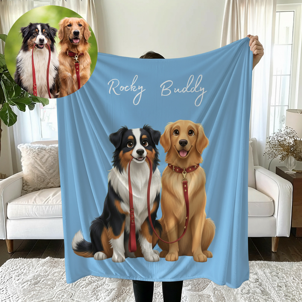 Personalized Magical Pet Portrait Blanket for Cozy Moments