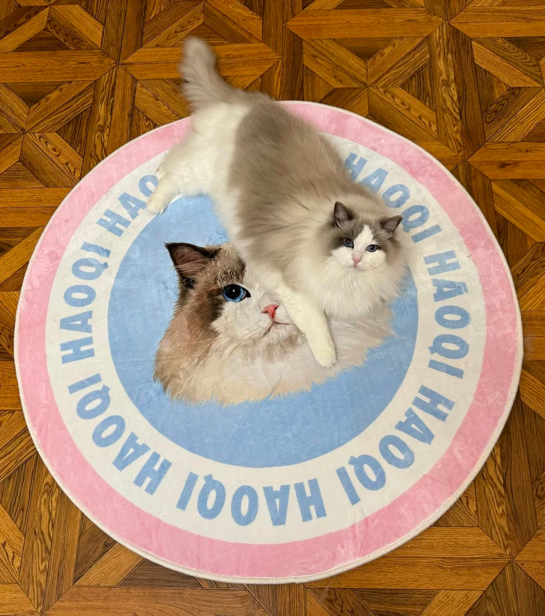 Custom Pet Portrait Rug – Pink-Themed