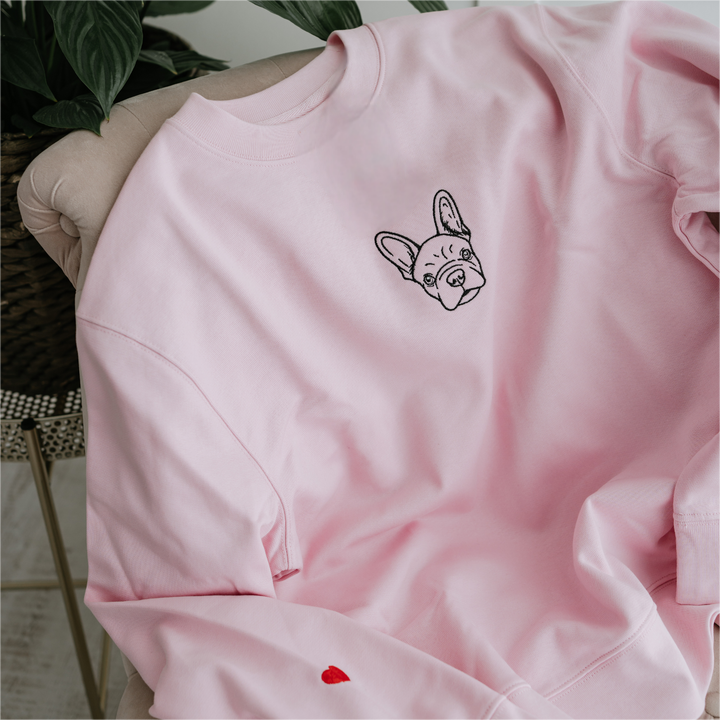 Embroidered Custom Pet Portrait Outline Organic Sweatshirt