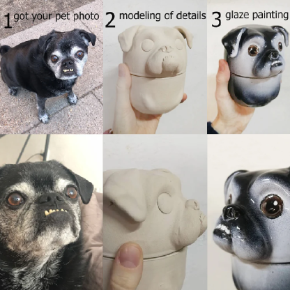 Custom Pet Portrait, Personalized Cookie Jar with Lid, Ceramic Portrait from Photo Figurine, Art Cat Sculpture, Dog Mom Lover Gift, Pet Loss Gift