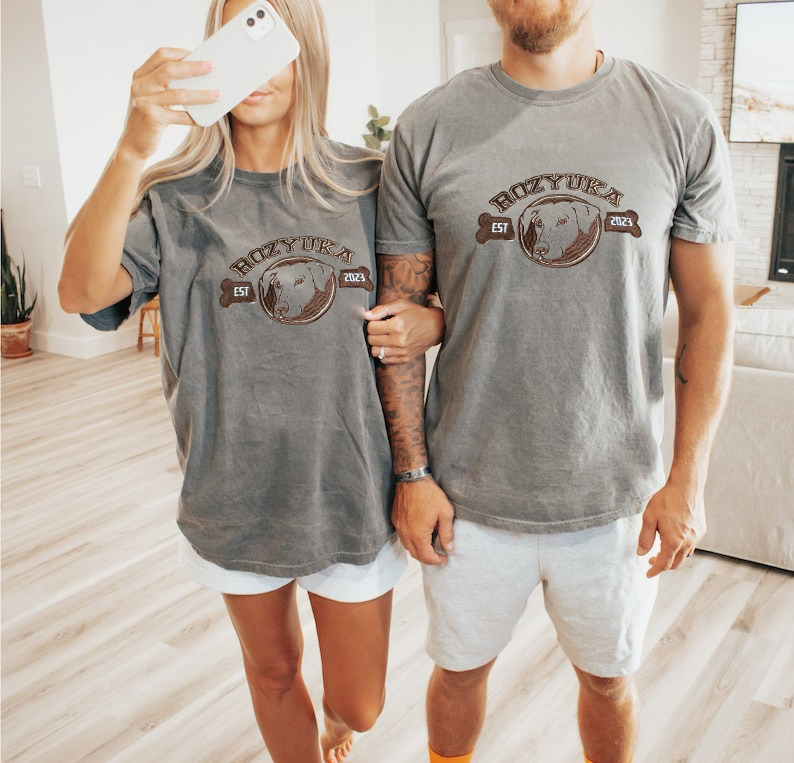 Embroidered Custom Pet with Name, Custom Pet Portrait T-shirt Hoodie Crewneck